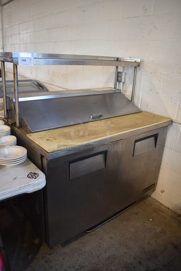 True TSSU-48-12 Stainless Steel Commercial Sandwich Salad Prep Table Bain Marie Mega Top w/ Over Shelf on Commercial Casters. 115 Volts, 1 Phase. 48x30x53. Tested and Working!