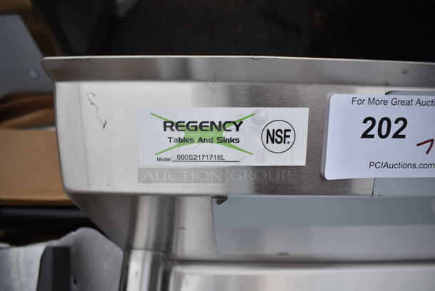 BRAND NEW SCRATCH AND DENT! Regency 600S2171718L Stainless Steel Commercial 2 Bay Sink w/ Left Side Drain Board. Bays 17x17. Drain Board 16.5x18.5. No Legs.  - Image 7 of 7