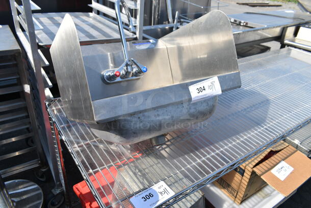 Stainless Steel Single Bay Wall Mount Sink w/ Faucet and Handles.  - Image 5 of 6