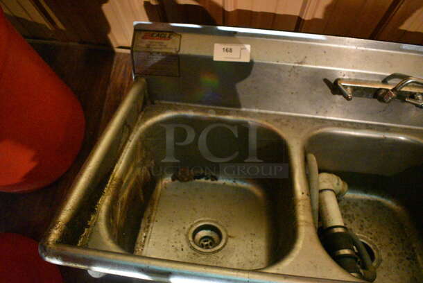 Stainless Steel Commercial 3 Bay Sink w/ Right Side Drain Board, Faucet and Handles. 74x26x20. Bays 16x20x10. Drain Board 16x22x2. (bar) - Image 6 of 7