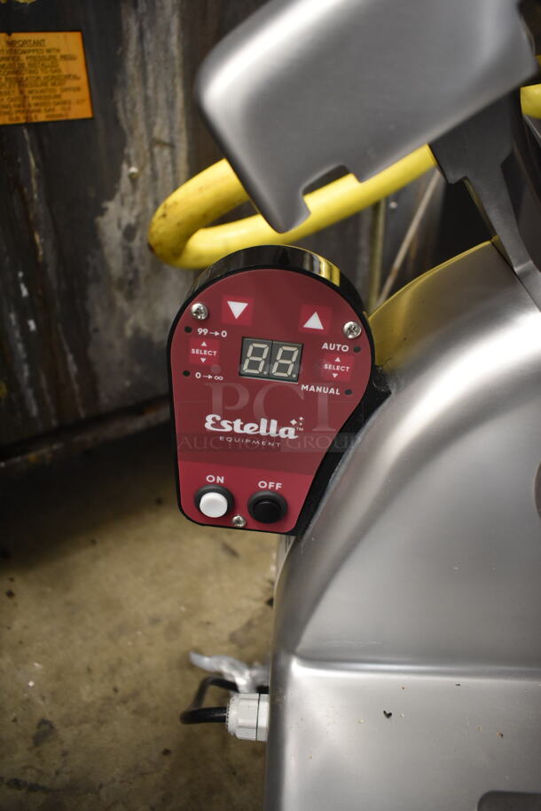 BRAND NEW SCRATCH AND DENT! Estella 348SLAS13 Stainless Steel Commercial Countertop Automatic Meat Slicer w/ Blade Sharpener. 120 Volts, 1 Phase. Tested and Working! - Image 6 of 7