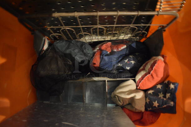 ALL ONE MONEY! Lot of Various Items Including Metal Tray and Metal Rack in Orange Poly Bin. (bar) - Image 4 of 5