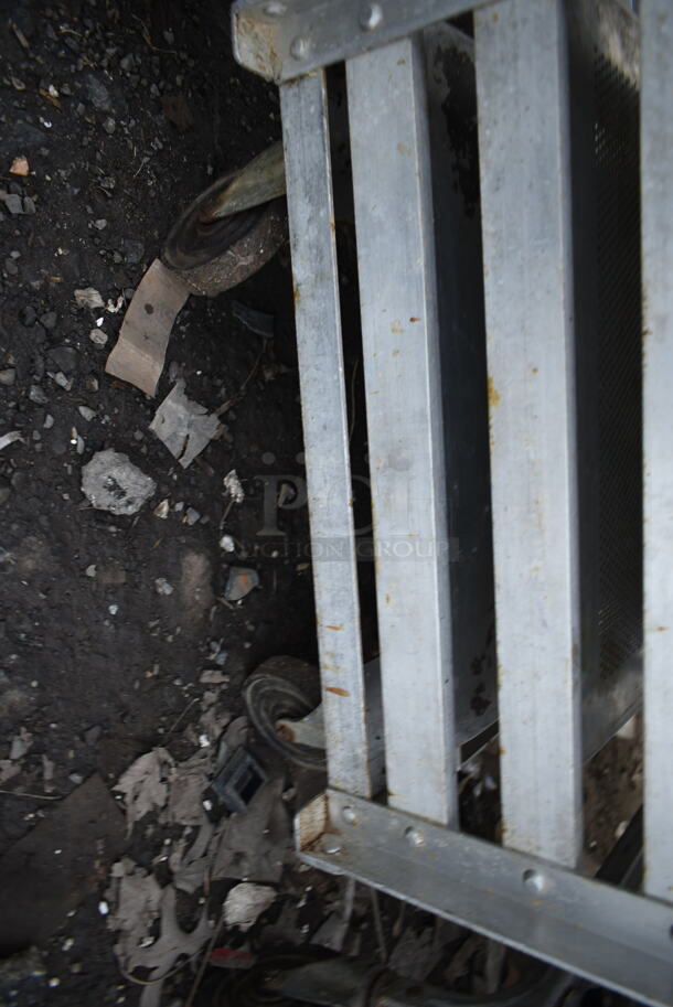 Metal Commercial Pan Transport Rack w/ 10 Metal Baking Pans on Commercial Casters.  - Image 2 of 3