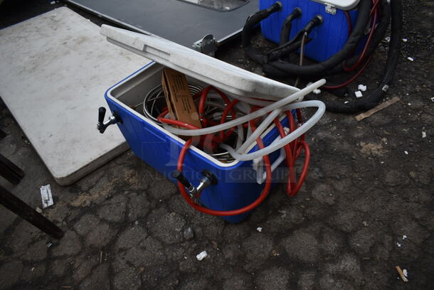 Blue and White Poly 2 Tap Jockey Box w/ Hoses. - Image 2 of 5