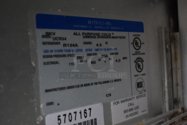 Beverage Air UCR34 Stainless Steel Commercial 2 Door Undercounter Cooler. 115 Volts, 1 Phase. Tested and Working! - Image 6 of 6