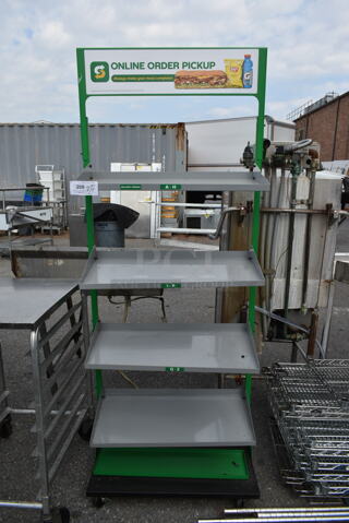 Gray and Green Metal 4 Tier Shelving Unit