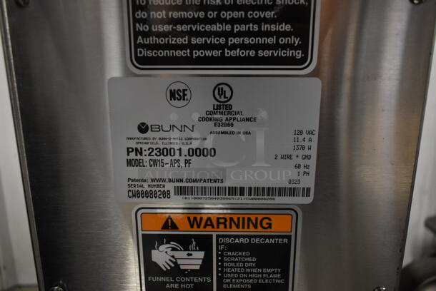 BRAND NEW SCRATCH AND DENT! 2023 Bunn CW15-APS Stainless Steel Commercial Countertop Coffee Machine w/ Poly Brew Basket. 120 Volts, 1 Phase.  - Image 6 of 8