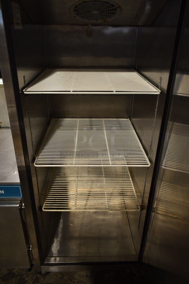 2016 Atosa MBF8004 Stainless Steel Commercial Single Door Reach In Cooler w/ Poly Coated Racks on Commercial Casters. 115 Volts, 1 Phase. Tested and Working! - Image 4 of 5