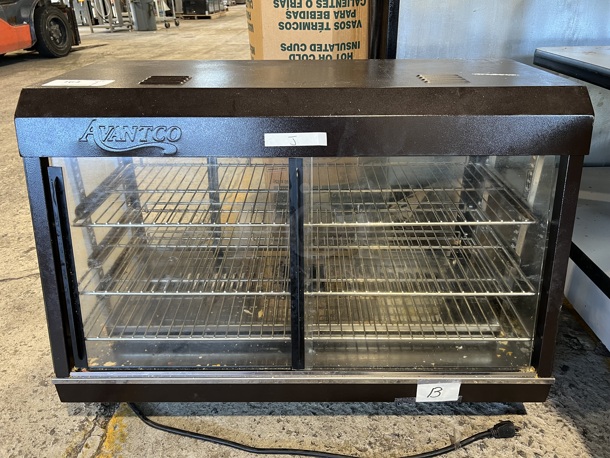 Avantco 177HDC36 Metal Commercial Countertop Heated Display Case Merchandiser w/ Metal Racks. 110 Volts, 1 Phase. 35x19x25. Tested and Working!