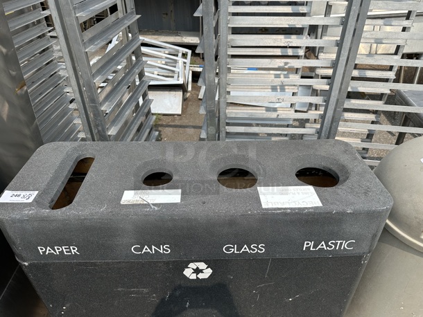 Black Trash Can Shell w/ 4 Black Poly Trash Cans. - Image 4 of 5