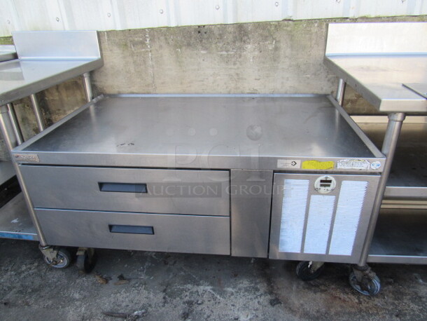 One SS Delfield 2 Drawer Chef Base On Casters. Model# F2952G. 115 Volt. 52.5X31X26 $10,029.00