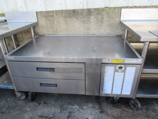 One SS Delfield 2 Drawer Chef Base On Casters. Model# F2952G. 115 Volt. 52.5X31X26 $10,029.00 - Image 1 of 1