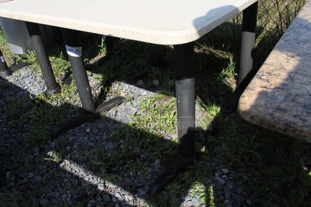 2 Stone Pattern/White Tables on Black Metal Table Bases. 2 Times Your Bid! - Image 2 of 2