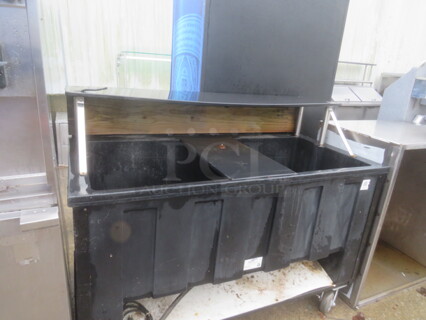 One IRP Portable Drink Station With Over Shelf On Casters. 61.5X31.5X48