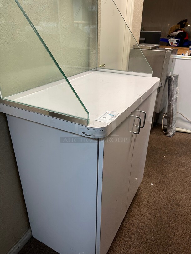 Nice! White POS Counter Commercial Cabinet With Tempered Glass Great for Front House at Restaurant  - Image 5 of 8