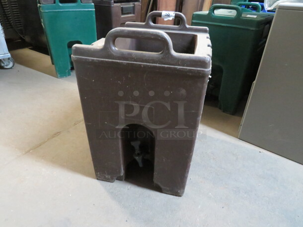 One Brown 10 Gallon CAMBRO Insulated Beverage Dispenser. No Lid. Model# UC1000.  - Image 1 of 1