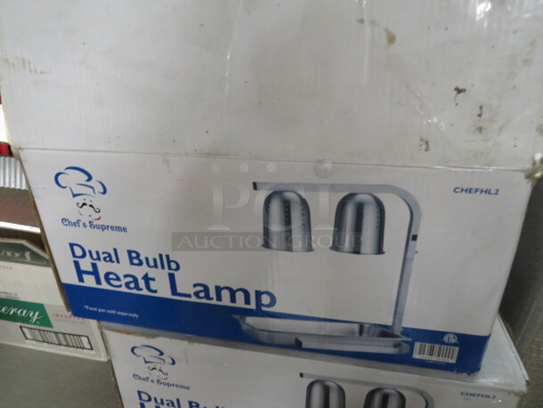 One Chef 2 Bulb Heat Lamp. 250 Watt. Model# HL2.  - Image 1 of 3