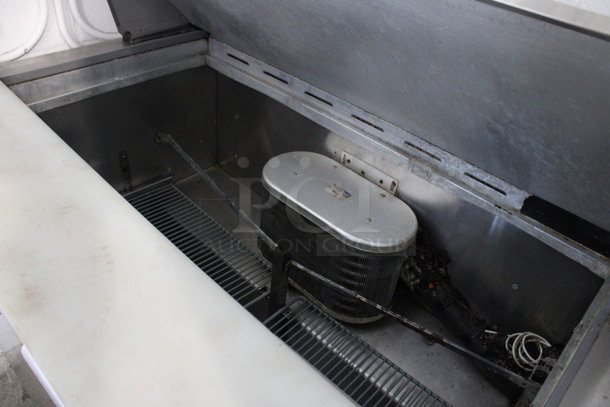 Leader Stainless Steel Commercial Sandwich Salad Prep Table Bain Marie Mega Top on Commercial Casters. 115 Volts, 1 Phase. 48x32x45. Tested and Powers On But Temps at 45 Degrees - Image 4 of 8