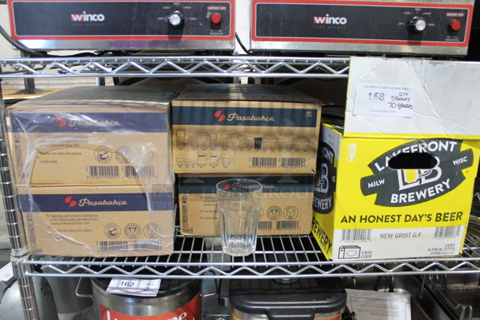 5 Boxes of Glasses Including BRAND NEW Pasabahce Beverage Glasses. Total of 70 Glasses. 5 Times Your Bid!