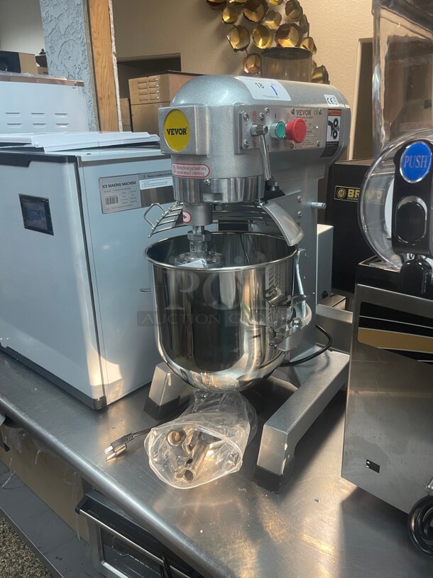 Brand New! Commercial 15 Qt Dough Counter Top Mixer With Three Attachments NSF 115 Volt Tested and Working - Image 1 of 8