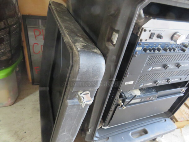 One Portable Case On Casters With A Crown XLS402 Power Amplifier, Shure SLX4 Wireless Receiver, alesis Powertrip 8, And A SamsXon 3 Way Stereo Mono Crossover. X - Image 3 of 3