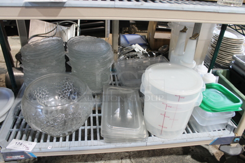 ALL ONE MONEY! Tier Lot of Various Items Including Poly Bins, Lids and Bowls