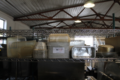 ALL ONE MONEY! Tier Lot of Items on Shelving Unit Including Poly Bins and Paper Products