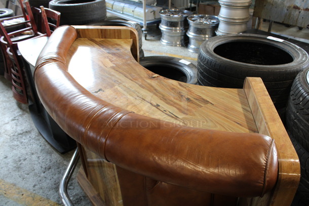 Curved Wooden Bar w/ Foot Rail. 60.5x20x40.5 - Image 2 of 5