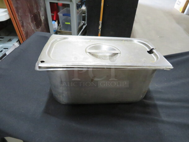 1/3 Size 6 Inch Deep Hotel Pan With Lid. 3XBID.