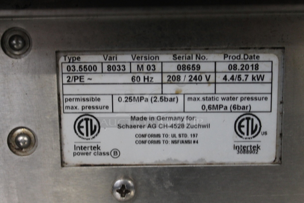 2018 Schaerer Barista Stainless Steel Commercial Countertop 2 Group Espresso Machine w/ 2 Steam Wands and 2 Hoppers. 208 Volts, 1 Phase. - Image 5 of 5