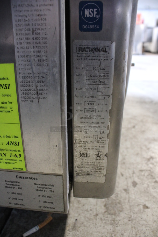 2 Rational Model SCC 62G Stainless Steel Commercial Natural Gas Powered Combi Convection Oven w/ View Through Door and Metal Racks. 75,000 BTU. 42x40x67. 2 Times Your Bid! - Image 9 of 10