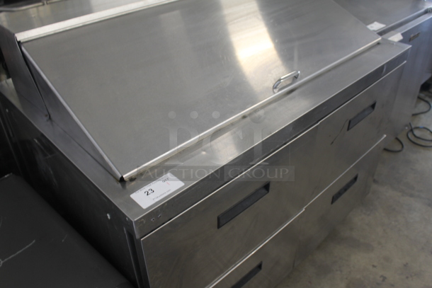 2014 Delfield D4448N-18M Stainless Steel Commercial Sandwich Salad Prep Table Bain Marie Mega Top w/ 4 Drawers on Commercial Casters. 115 Volts, 1 Phase. Tested and Working! - Image 2 of 7