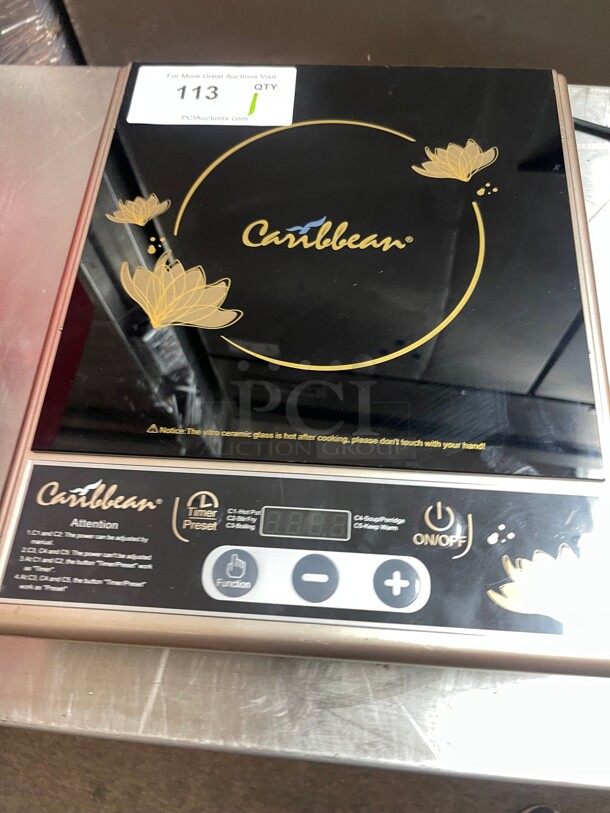 Caribbean CIC180 Countertop Commercial Induction Cooktop w/ (1) 1800 Watts Burner, 208v/1ph NSF Tested and Working! - Image 7 of 7