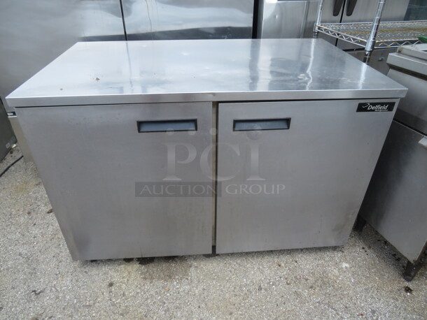 One 2 Door Delfield Worktop Refrigerator. Model# UC4048-STAR. Working Not Cold. 115 Volt. 48X28X32 - Image 1 of 2