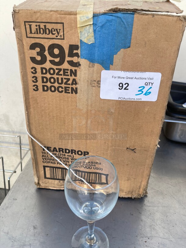 New! Libbey 3957 Teardrop 10.75 oz. All Purpose Wine Glass