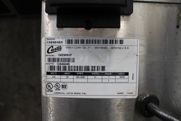 3 Curtis GEM3IF419 Satellite Servers on 3 Curtis GEM5IF Stainless Steel Commercial Countertop Satellite Server Stands. 120 Volts, 1 Phase. 3 Times Your Bid! - Image 5 of 5