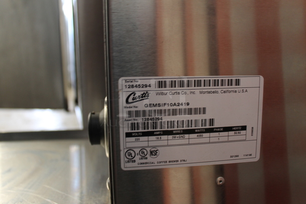 Curtis GEMSIF10A2419 Stainless Steel Commercial Countertop Coffee Machine w/ Hot Water Dispenser. 220 Volts, 1 Phase.  - Image 5 of 5
