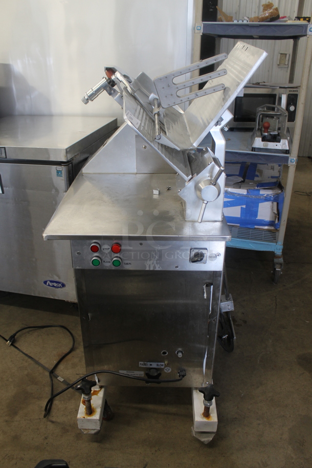 2021 Hualing HB-350 Stainless Steel Commercial Floor Style Heavy Duty Slicer. 110 Volts, 1 Phase. Tested and Powers On But Parts Do Not Move - Image 3 of 6