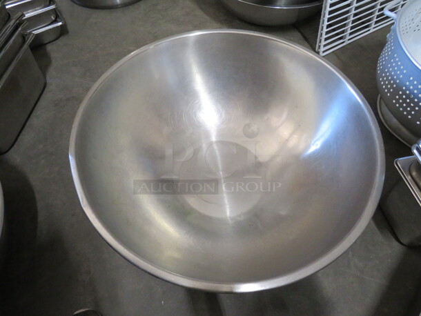 One 22 Inch Stainless Steel Mixing Bowl.