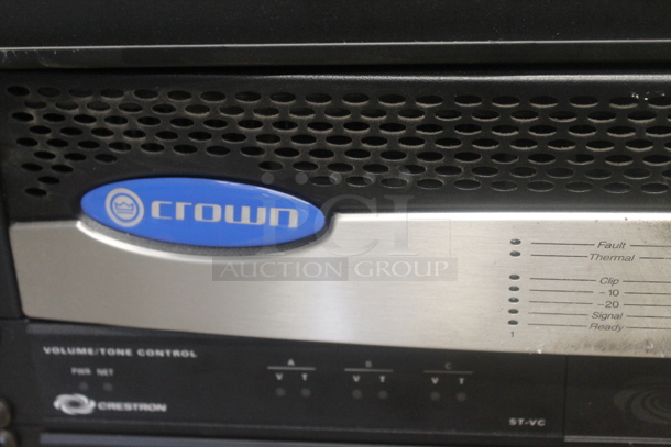 7 Electronic Rack Units in Black Metal Cabinet; Middleby Atlantic Power Center, Crestron Control Processor, Crestron Volume Tone Control, Crown CTs 600, Extron AAP 301 Interface Extron Media Presentation Switcher, Shure P4800 System Processor. 7 Times Your Bid!   - Image 9 of 12