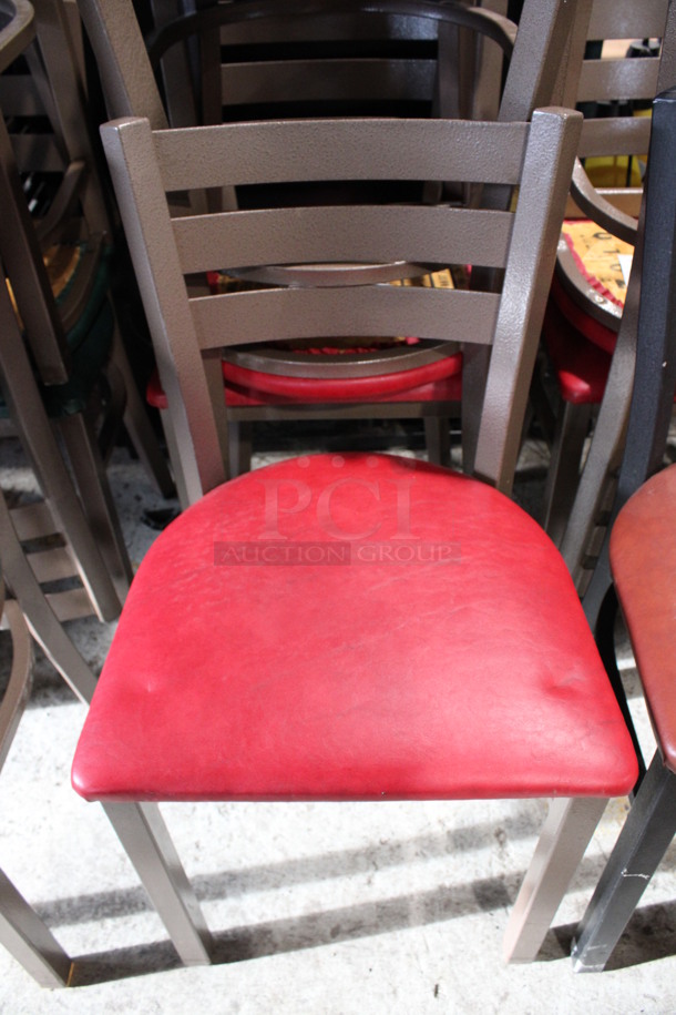3 Metal Dining Chairs w/ Red Seat Cushion; 1 Has Black Frame and 2 Have Brown Frames. 16x17x32. 3 Times Your Bid! - Image 5 of 5