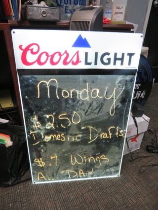 One WORKING Coors Lighted Dry Erase Lighted Board.