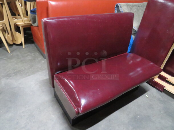 One Single Sided Burgundy Cushioned Booth. 44X25X36 - Image 2 of 2