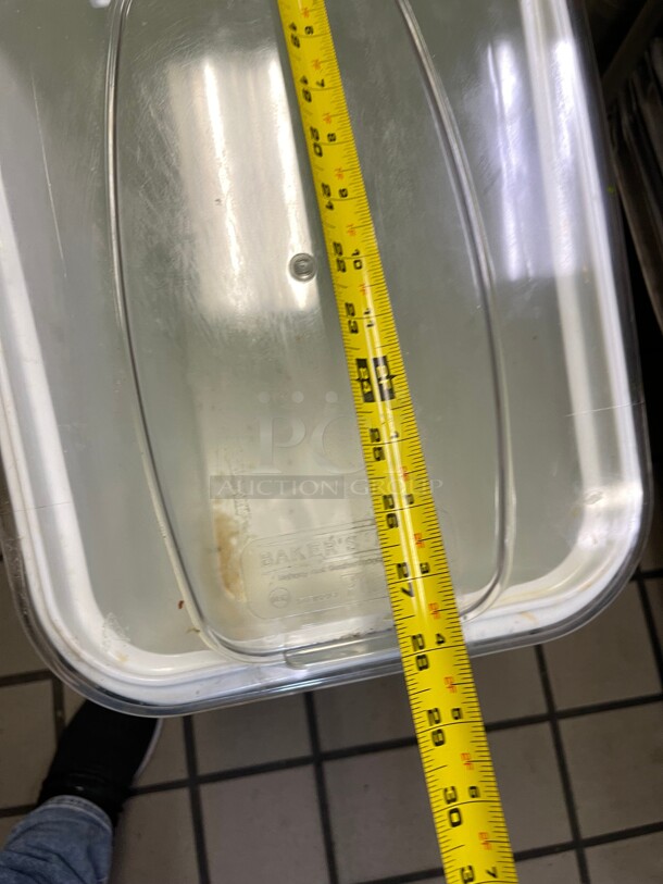 Clean! Baker's Mark 21 Gallon / 335 Cup White Slant Top Mobile Ingredient Storage Bin with Sliding Lid NSF - Image 6 of 7
