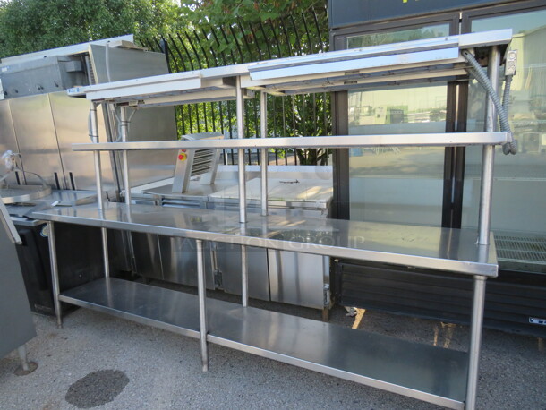 One Stainless Steel Table With Stainless Undershelf, 2 Stainless Overshelves, 2-36 Inch Ticket rails, And 4 Hatco Warmers. 108X24X65 - Image 2 of 2