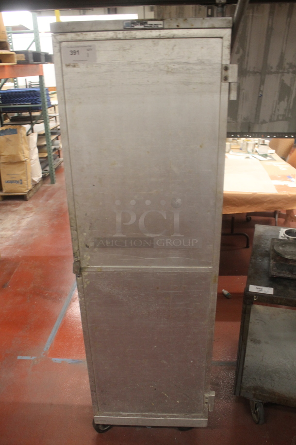 Metal Commercial Portable Enclosed Pan Rack w/ Contents Including Metal Baking Pans and Metal Tins on Commercial Casters. - Image 1 of 7