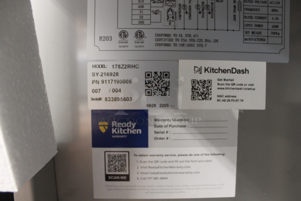 BRAND NEW SCRATCH AND DENT! 2022 Avantco 178Z2RHC Stainless Steel Commercial Two Door Reach In Cooler w/ Poly Coated Racks on Commercial Casters. 115 Volts, 1 Phase. Tested and Working! - Image 4 of 6