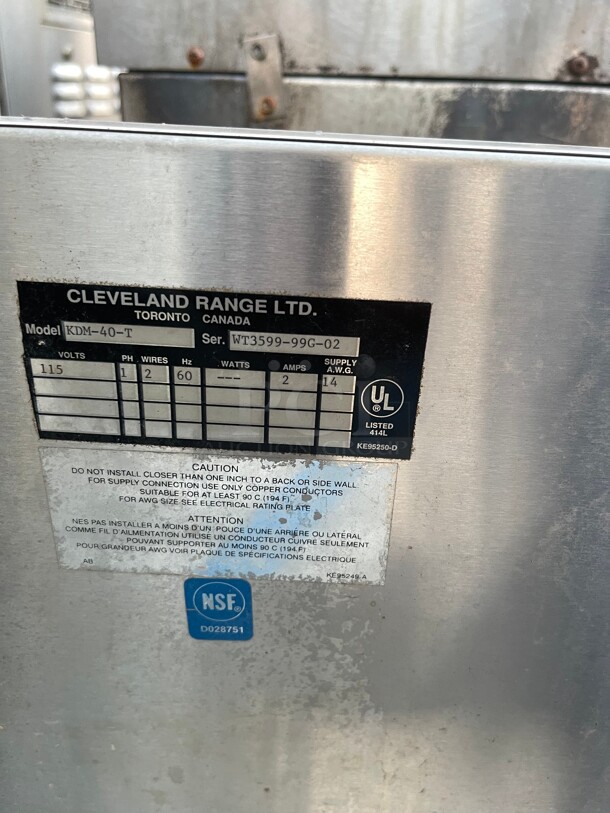 Clean! Cleveland KDM-40-T 40 Gallon 2/3 Natural Gas Steam Jacketed Direct Steam Tilting Kettle with Cabinet Base - Image 5 of 9