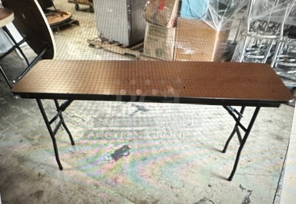 One Brown Laminate Norwood Folding Table. 60X18X29 - Image 1 of 1