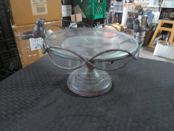 One 13X7 Metal Server With Glass Plate.  - Image 2 of 2